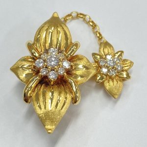 K18 メレダイヤ ブローチ 18金 750